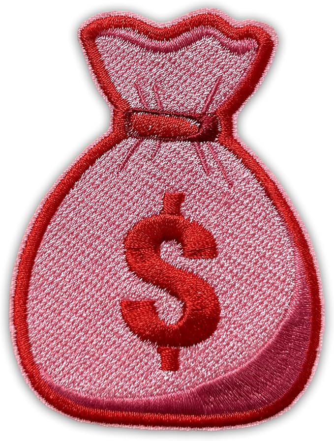 Money Bag Dollars Patch 3 Inches Funny Bag of Money, Lucky Bag Money